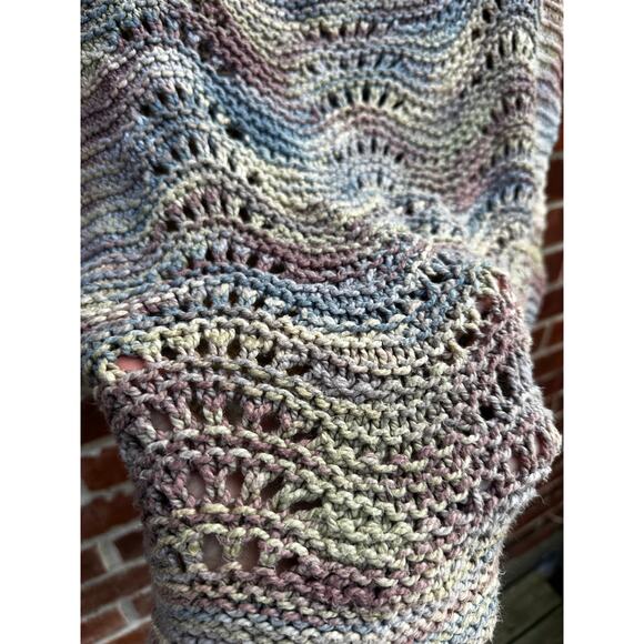 Handmade Open Knit Wavy Tank Top Beach Cover Up Multicolor Boho Sleeveless Shirt - Picture 3 of 4